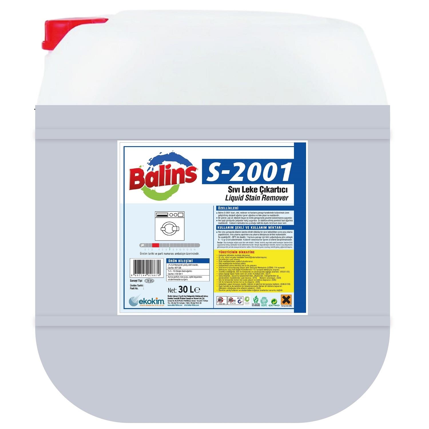 Balins S-2001 Oksijen Bazlı Leke Çıkartıcı 20 Kg