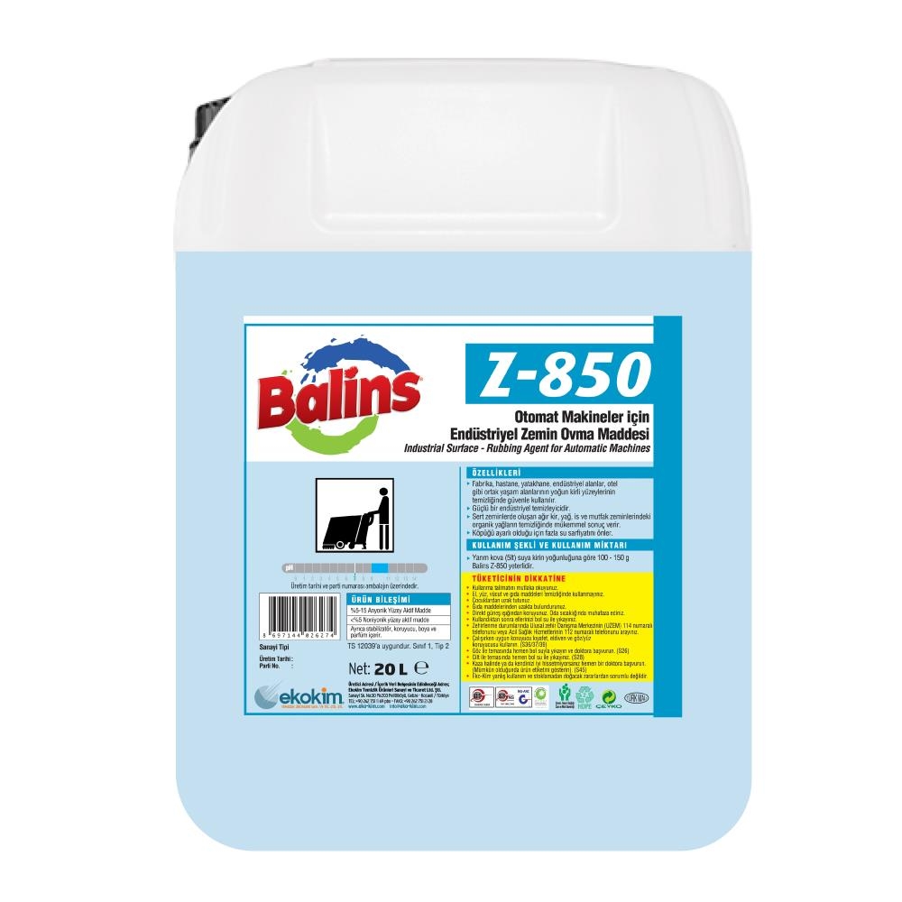 Balins Z-850 Endüstriyel Zemin Ovma Temizlik Kremi 20 Kg