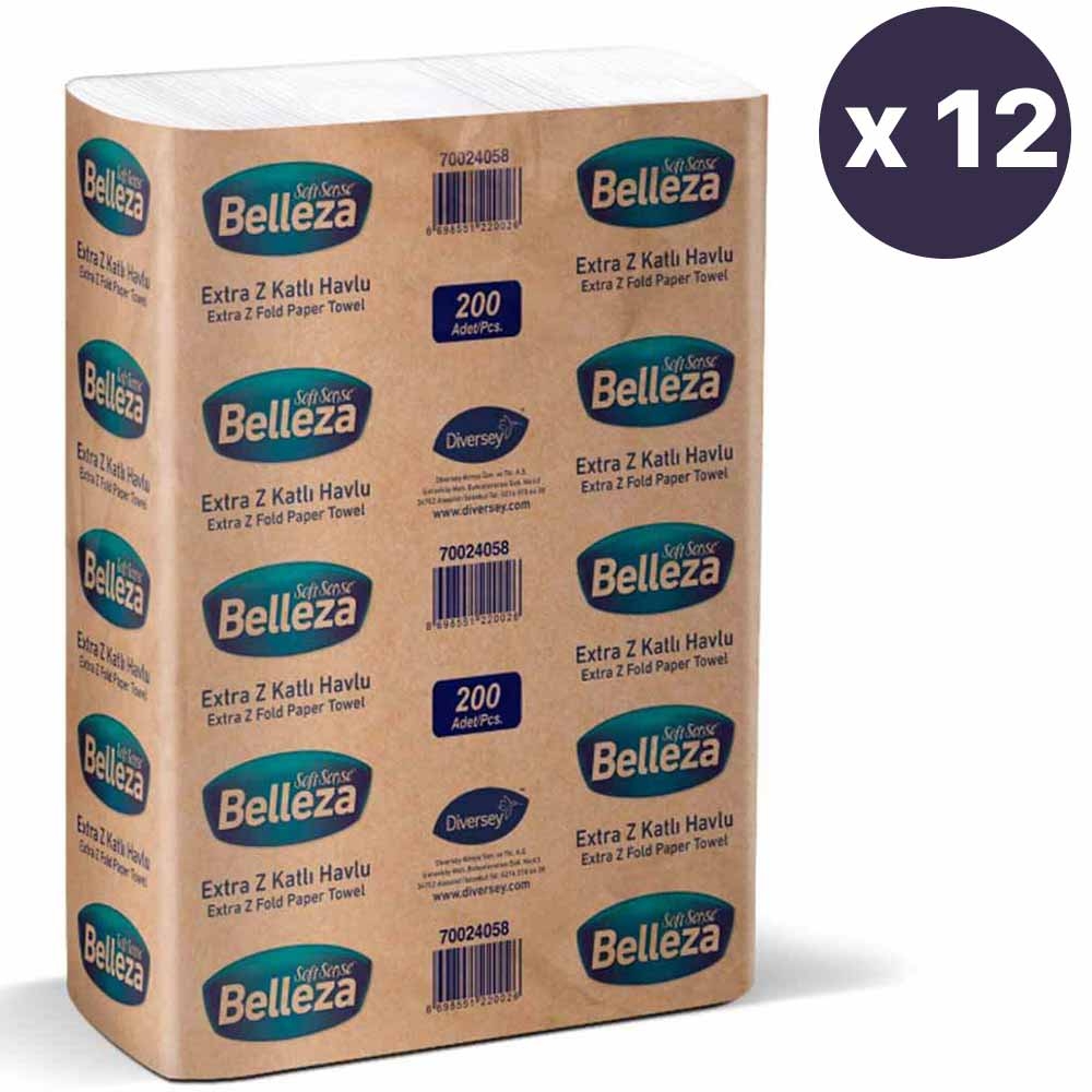 Belleza Extra Z Katlı Havlu 20x24 Cm 200 Lü 12 Paket