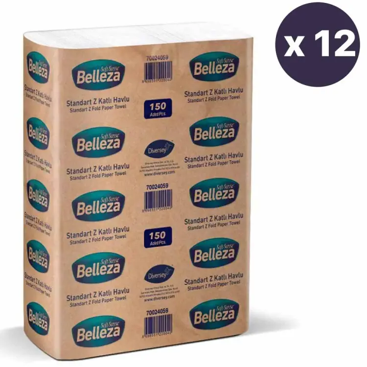 Belleza Standart Z Katlı Havlu 20x24 Cm 150 Li 12 Paket - 1