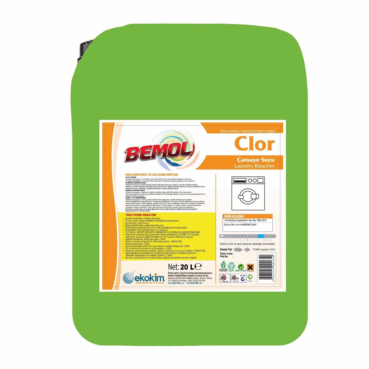 Bemol Clor Parfümlü Çamaşır Suyu 20 Kg