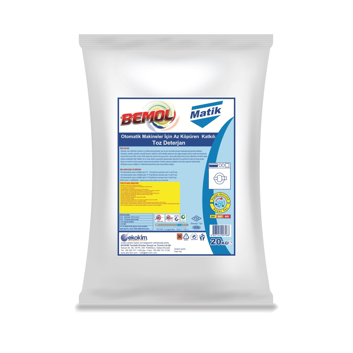 Bemol Matik T-705 Toz Deterjan Ağartıcılı 20 Kg