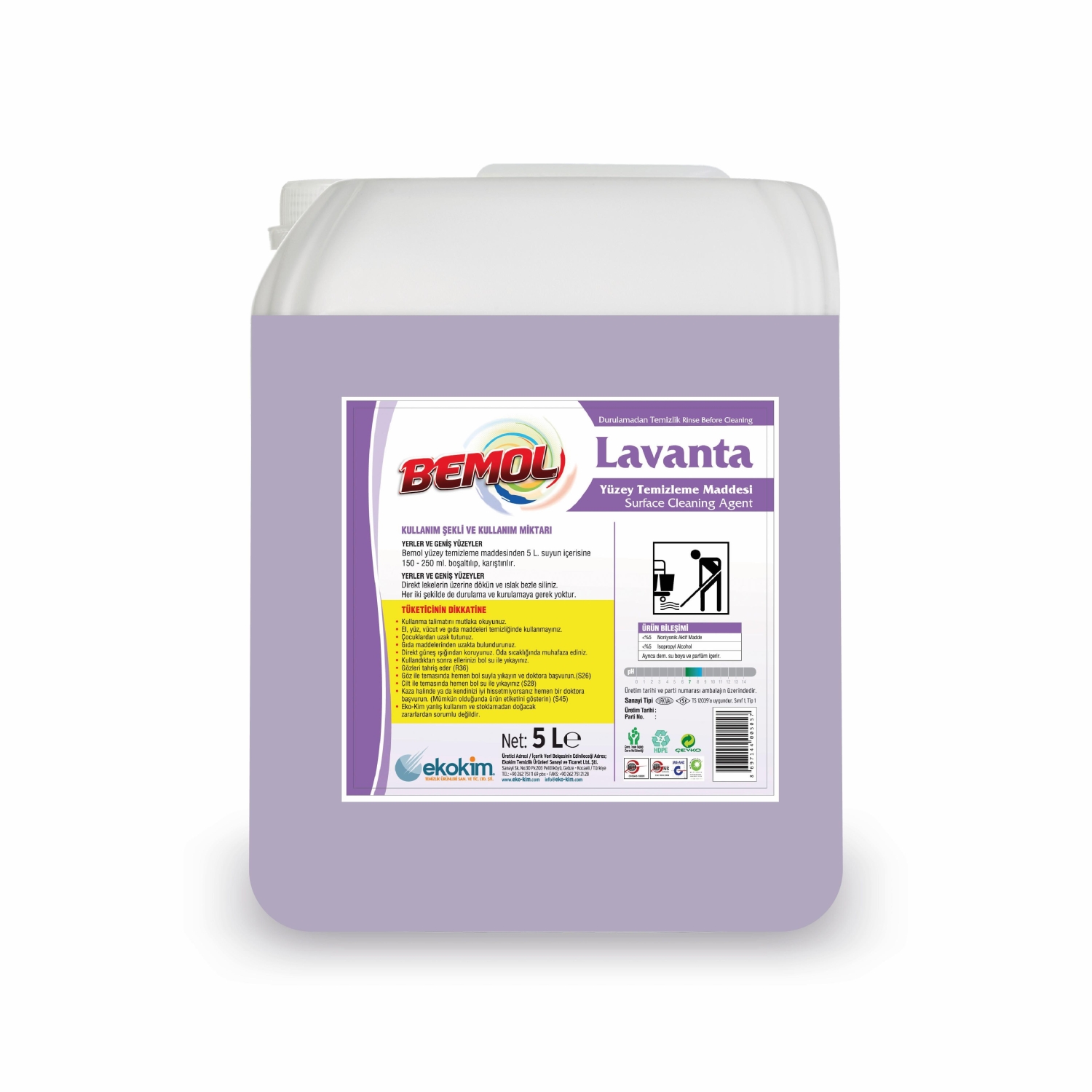 Bemol Yüksek Parfümlü Yüzey Temizleyici Lavanta 5 Kg