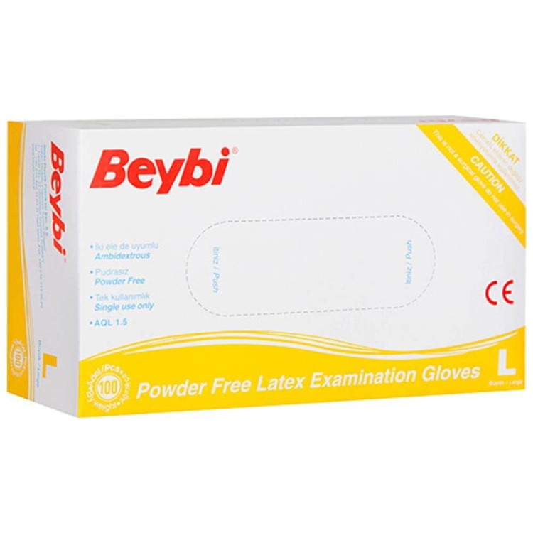Beybi Pudrasız Lateks Muayene Eldiveni Büyük Boy Large 100 Lü 