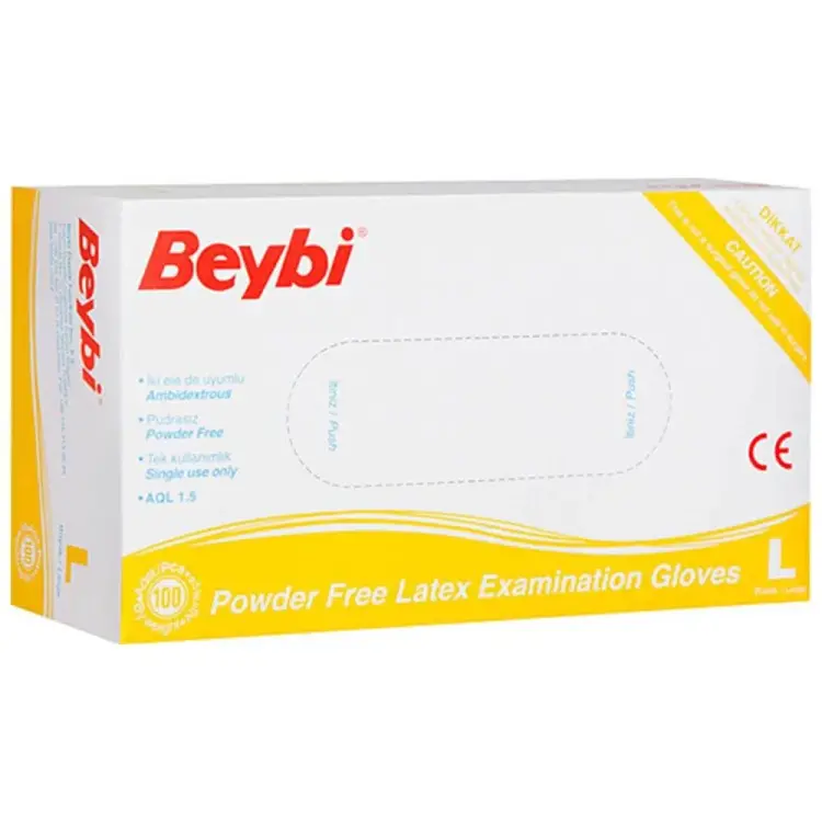 Beybi Pudrasız Lateks Muayene Eldiveni Büyük Boy Large 100 Lü 