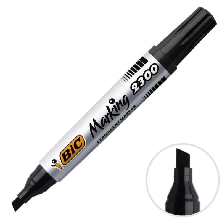 Bic Marker Keçe Koli Kalemi Kesik Uç Siyah 2300 