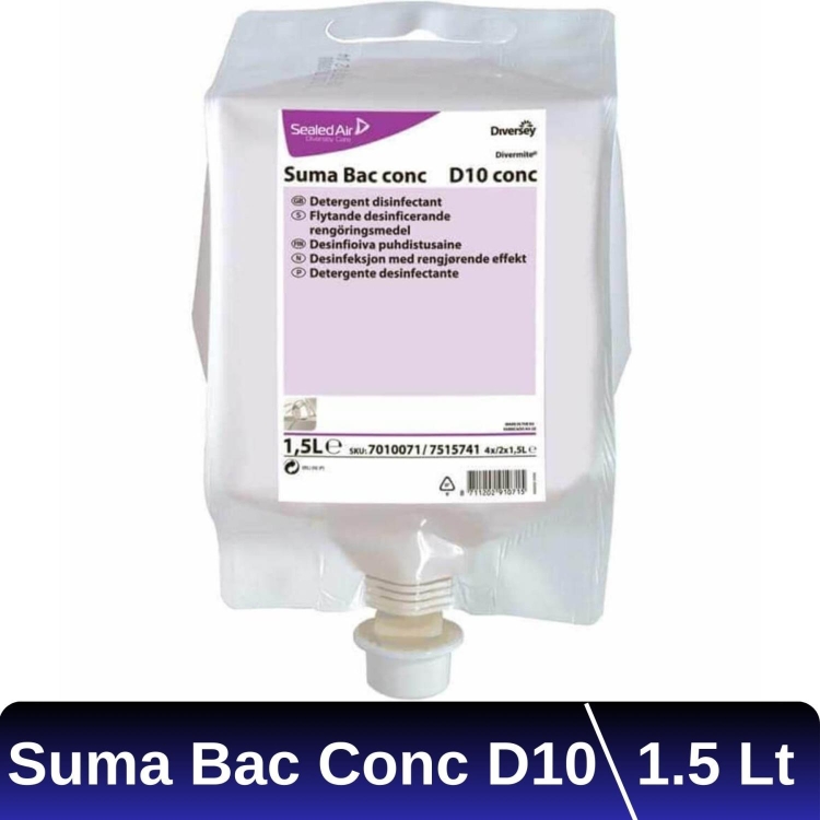 Diversey Suma Bac Conc D10 Konsantre Dezenfektanlı Yüzey Temizleyici QAC 1.5 Lt 