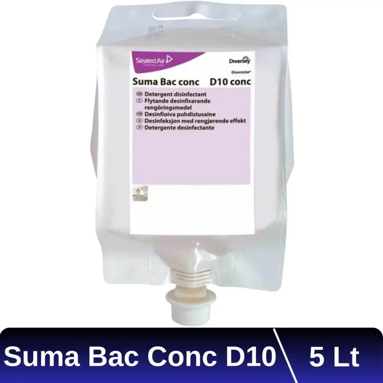 Diversey Suma Bac Conc D10 Konsantre Dezenfektanlı Yüzey Temizleyici QAC 5 Lt - 1
