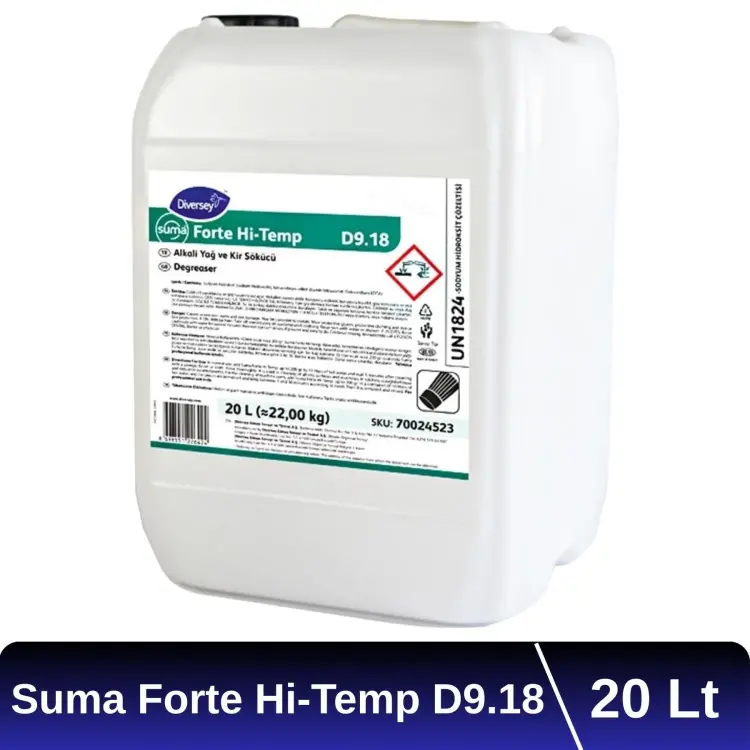 Diversey Suma Forte Hi-Temp D9.18 Alkali Kir ve Yağ Çözücü 20 Lt - 1
