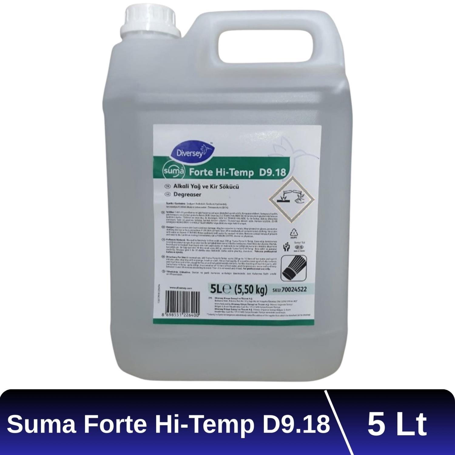 Diversey Suma Forte Hi-Temp D9.18 Alkali Kir ve Yağ Çözücü 5 Lt