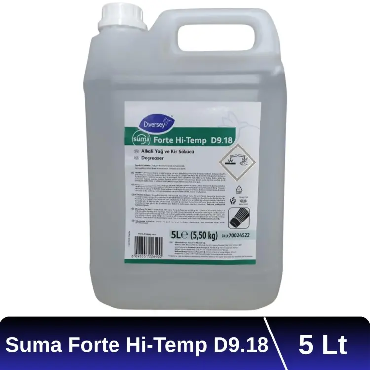 Diversey Suma Forte Hi-Temp D9.18 Alkali Kir ve Yağ Çözücü 5 Lt - 1