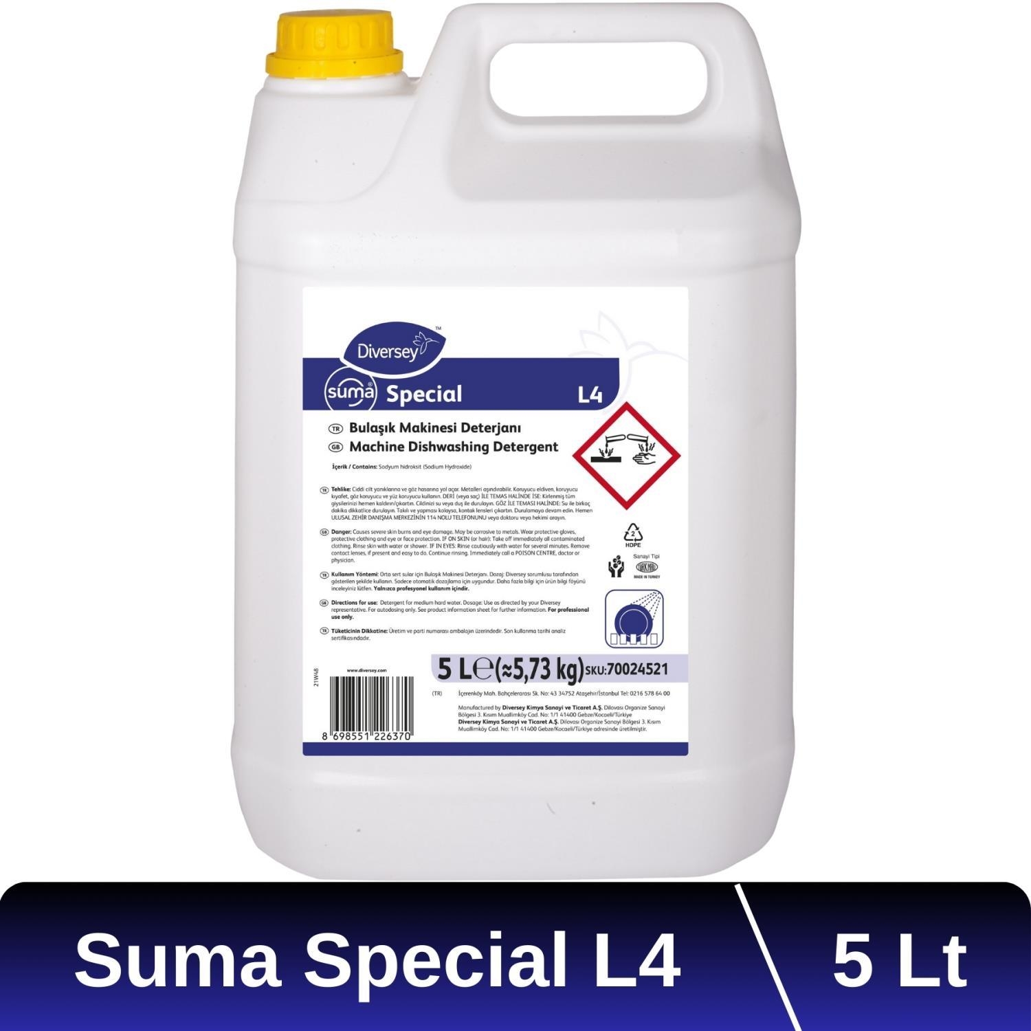 Diversey Suma Special L4 Endüstriyel Bulaşık Deterjanı 5 Lt