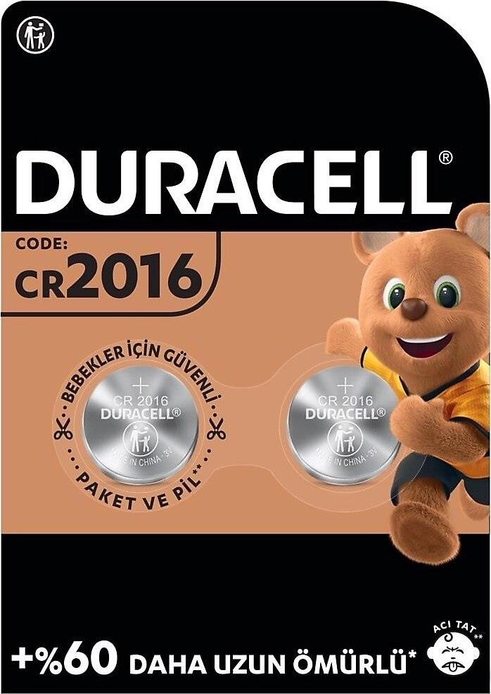 Duracell CR2016 Lityum Düğme Pil 3V 2 li