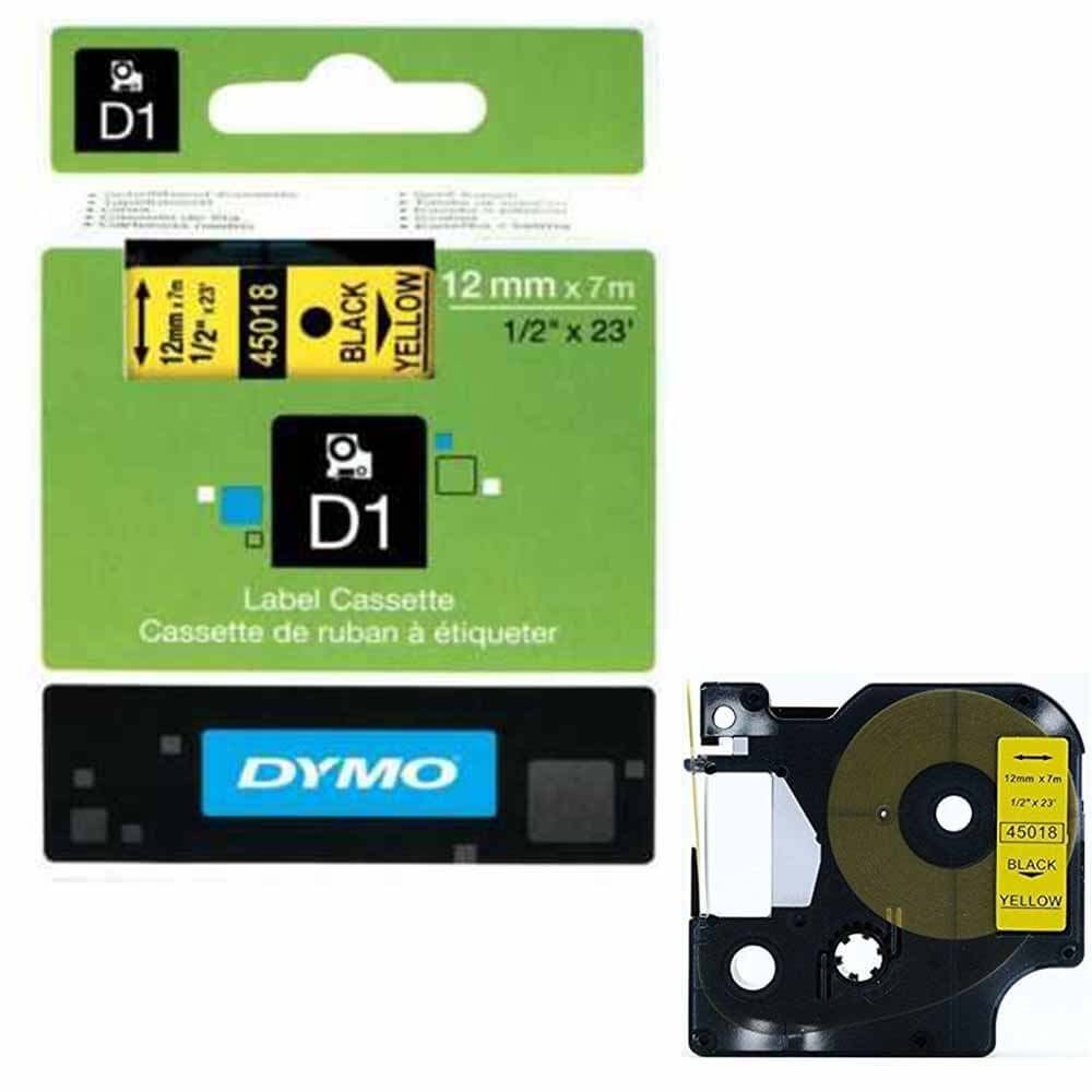 Dymo LabelManager D1 Yedek Şerit 12 mm x 7 Mt Sarı Siyah 45018