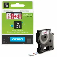 Dymo LabelManager D1 Yedek Şerit 12 mm x 7 Mt Şeffaf Kırmızı 45012