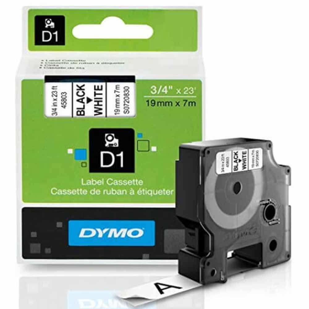 Dymo LabelManager D1 Yedek Şerit 19 mm x 7 Mt Şeffaf Siyah 45800