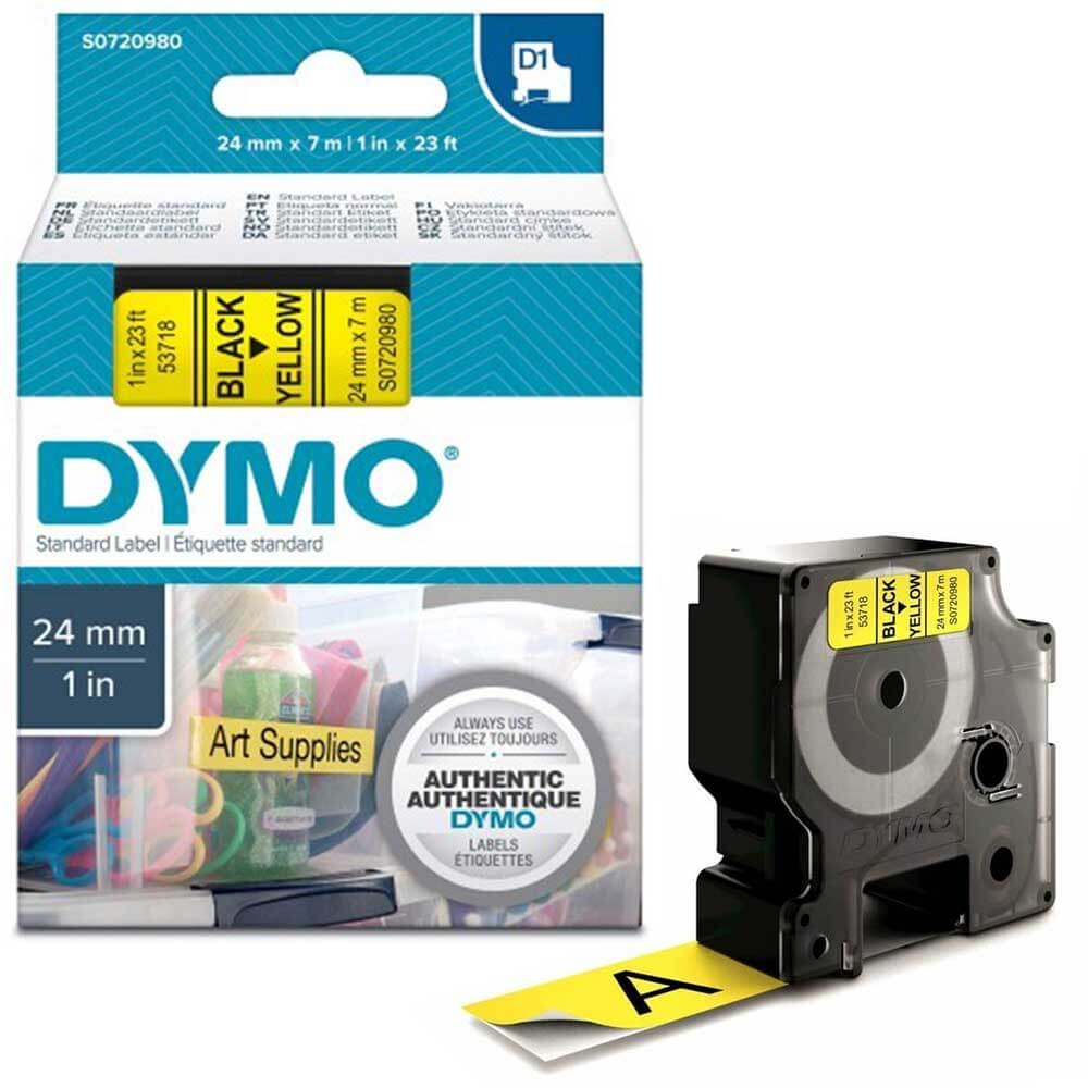 Dymo LabelManager D1 Yedek Şerit 24 mm x 7 Mt Sarı Siyah 53718