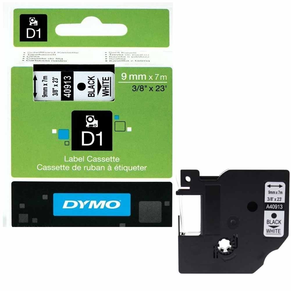 Dymo LabelManager D1 Yedek Şerit 9 mm x 7 Mt Beyaz Siyah 40913