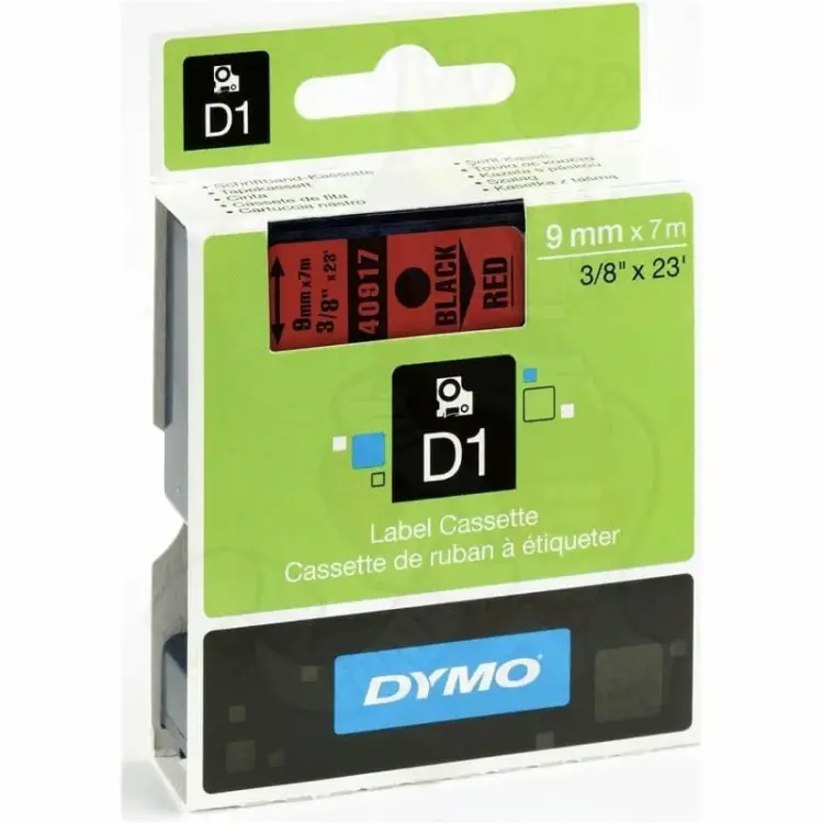 Dymo LabelManager D1 Yedek Şerit 9 mm x 7 Mt Kırmızı Siyah 40917 - 1