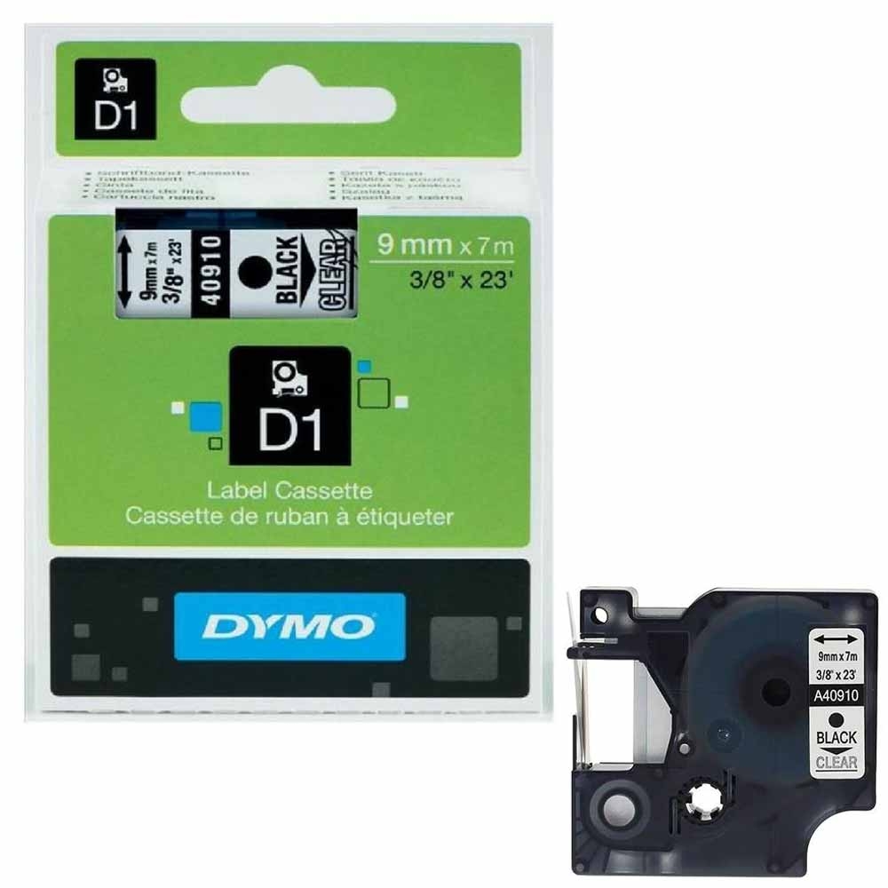Dymo LabelManager D1 Yedek Şerit 9 mm x 7 Mt Şeffaf Siyah 40910