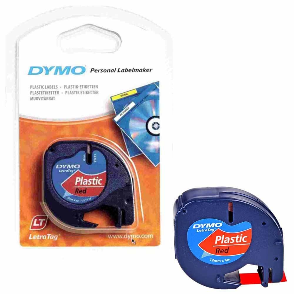 Dymo LetraTag Plastik Şerit 12 mm x 4 Mt Kırmızı 59424