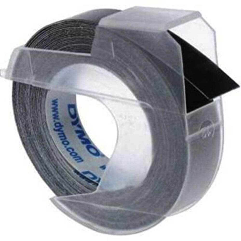 Dymo Mekanik Etiketleme Makinesi için Kabartma Şerit 9 mm x 3 Mt Siyah 520109