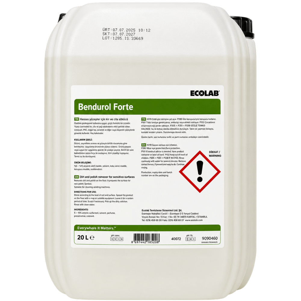 Ecolab Bendurol Forte Kir ve Cila Sökücü Hassas Yüzeyler 20 Kg