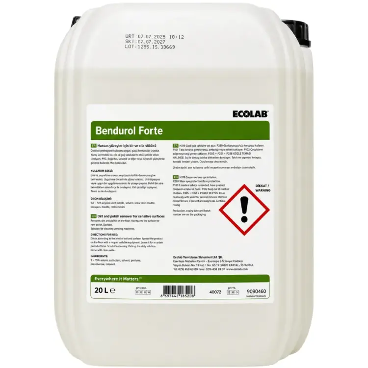 Ecolab Bendurol Forte Kir ve Cila Sökücü Hassas Yüzeyler 20 Kg - 1