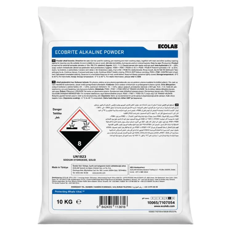 Ecolab Ecobrite Alkaline Powder Yağ, Kir ve Kan Leke Çıkarıcı 10 Kg - 1