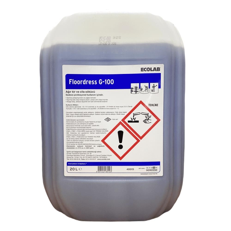 Ecolab Floordress G-100 Kir ve Cila Sökücü Alkaliye Dayanıklı Zeminler 20 Kg 