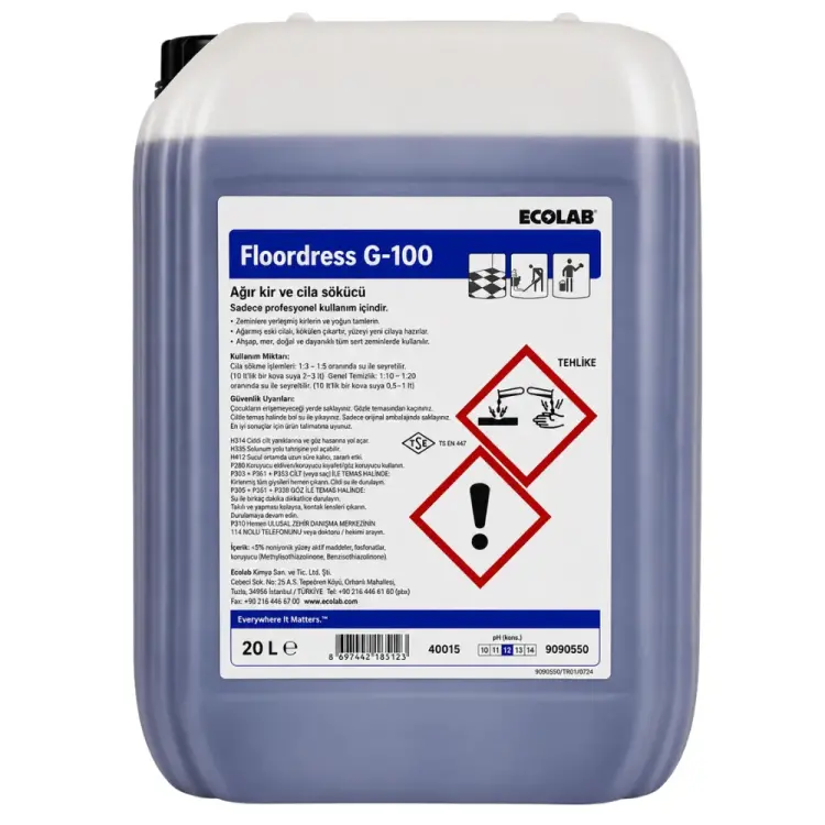 Ecolab Floordress G-100 Kir ve Cila Sökücü Alkaliye Dayanıklı Zeminler 20 Kg - 1