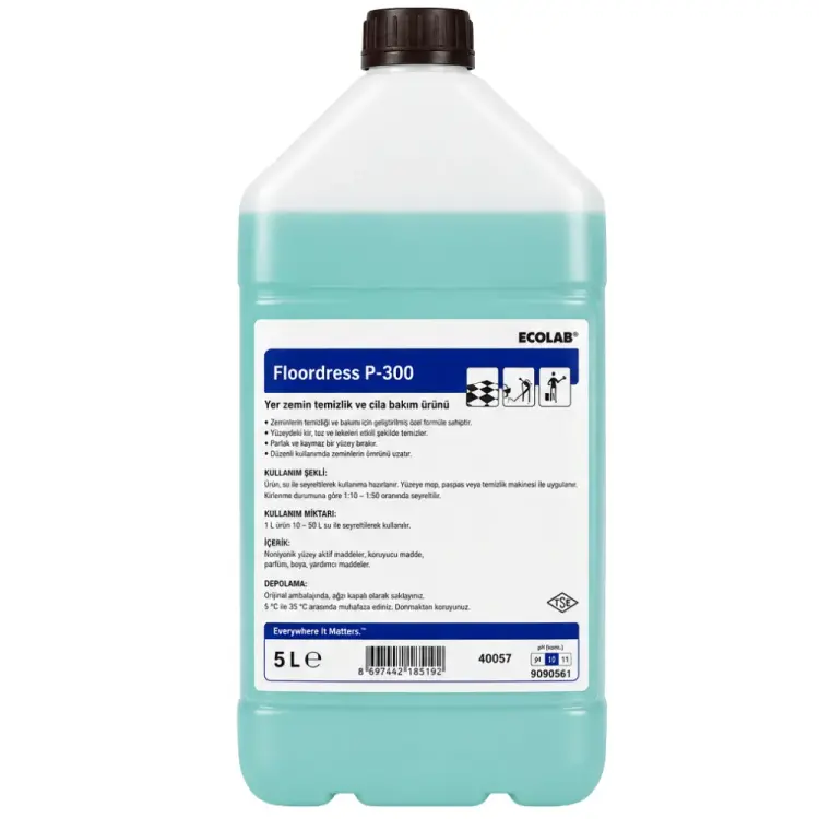 Ecolab Floordress P-300 Kayganlık ve Film Oluşturmayan Temizlik ve Cila Bakım Ürünü 5 Kg - 1