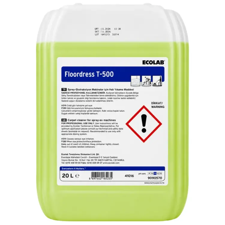Ecolab Floordress T-500 Sprey Ekstraksiyon Makinalar için Halı Temizleyici 20 Kg - 1