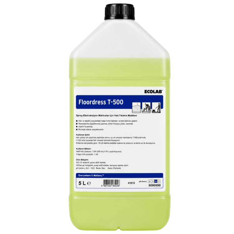 Ecolab Floordress T-500 Sprey Ekstraksiyon Makinalar için Halı Temizleyici 5 Kg 