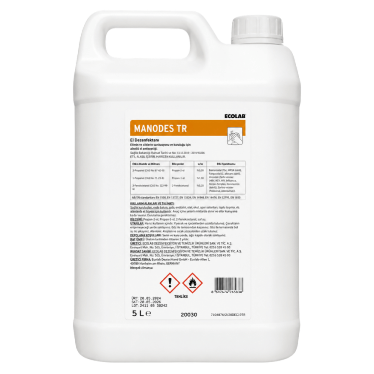 Ecolab Manodes Alkol Bazlı El Dezenfektanı 5 LT 