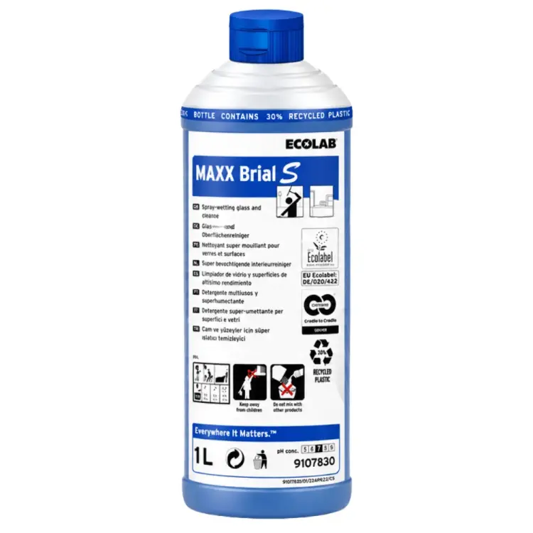 Ecolab Maxx Brial S Islatma Gücü Yüksek Cam ve Yüzey Temizleyici 1 Lt - 1