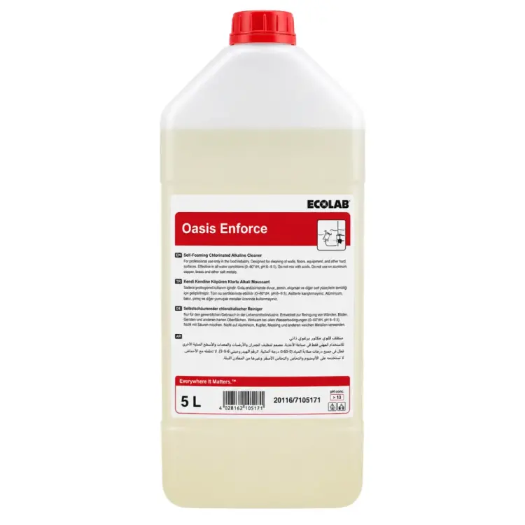 Ecolab Oasis Enforce Klorlu Ağır Yağ ve Kir Çözücü 5 Lt - 1