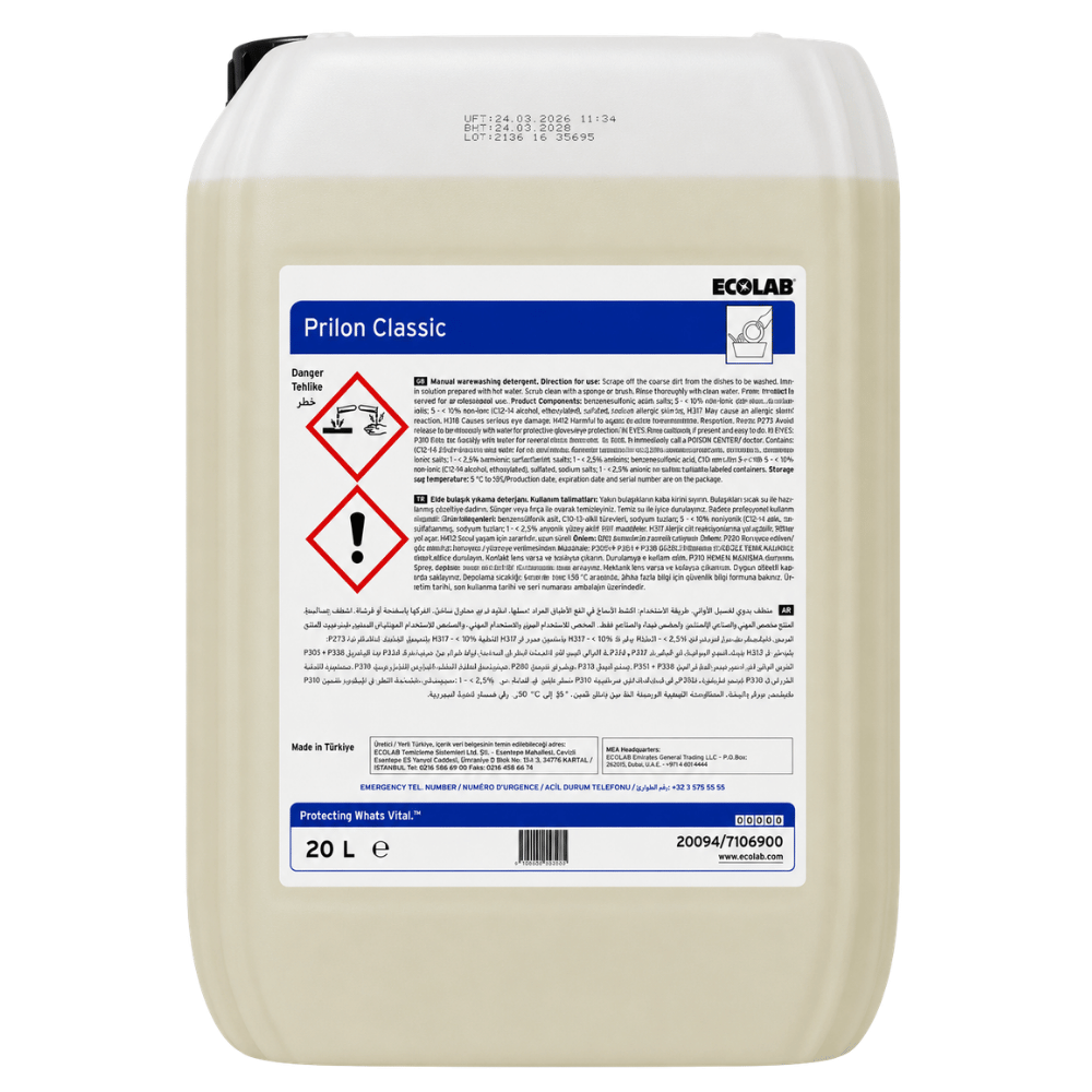 Ecolab Prilon Classic Elde Bulaşık Deterjanı 20 Lt
