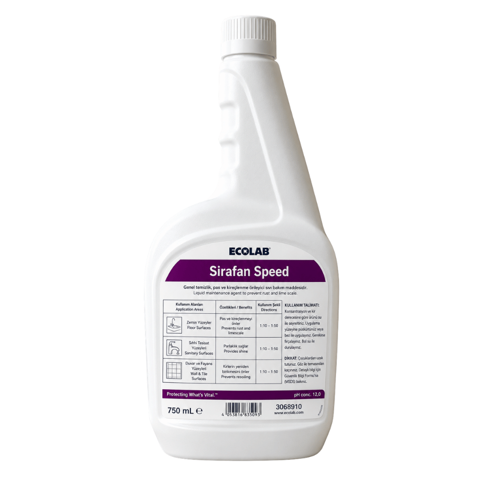 Ecolab Sirafan Speed Durulama Gerektirmeyen Hızlı Dezenfektan 750 Ml