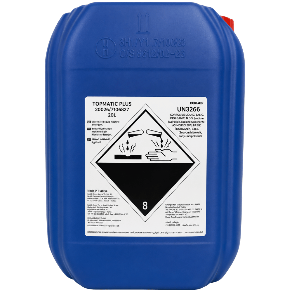 Ecolab Topmatic Plus Endüstriyel Bulaşık Deterjanı Klor Katkılı 20 Kg