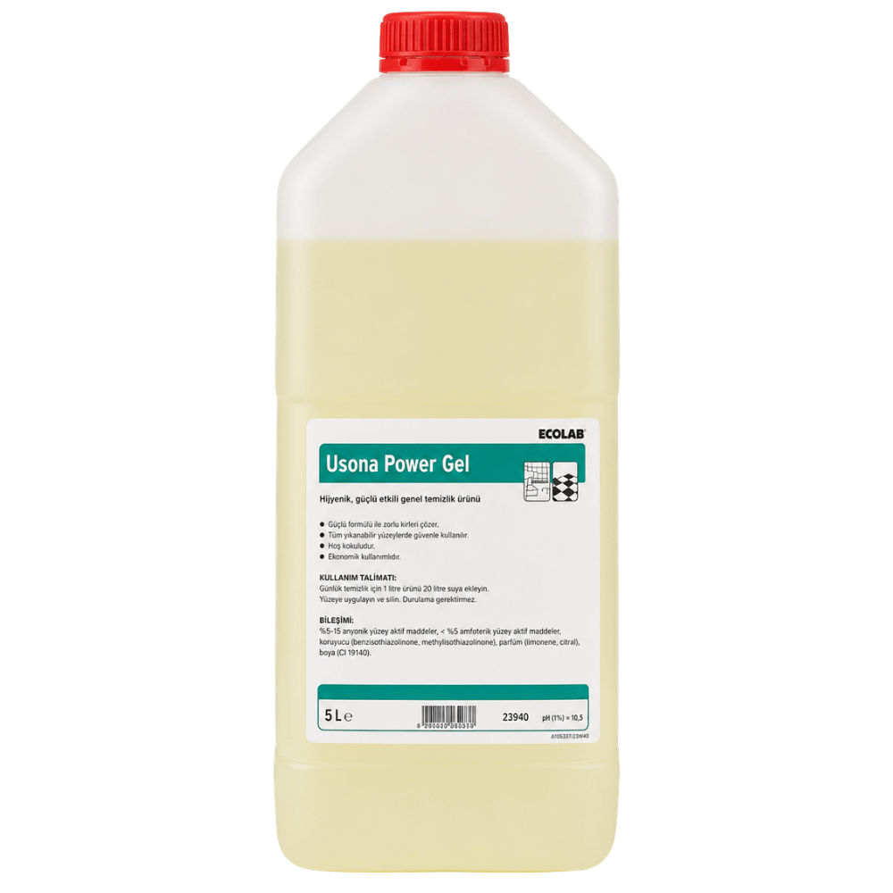 Ecolab Usona Power Gel Antibakteriyel Antifungal Hijyenik Çok Amaçlı Yüzey Temizleyici 5 Kg