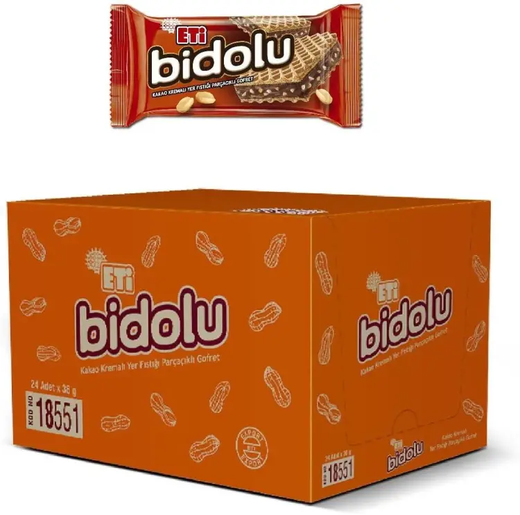 Eti Bidolu Kakao Kremalı Yer Fıstığı Parçacıklı Gofret 36 Gr 24 Adet - 1