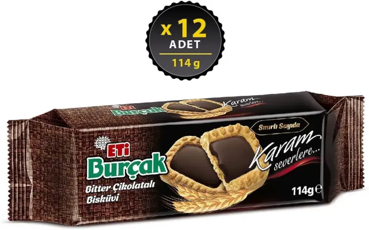 Eti Burçak Bitter Çikolatalı Yulaflı Bisküvi 114 Gr 12 Adet - 2