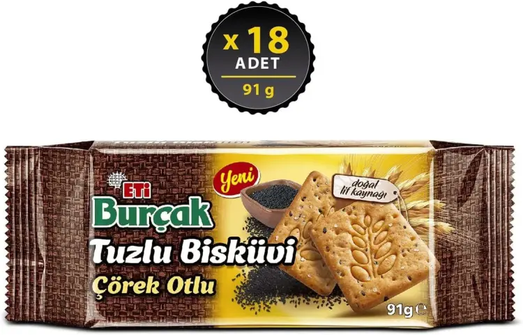 Eti Burçak Çörek Otlu Tuzlu Bisküvi 91 Gr 18 Adet - 3