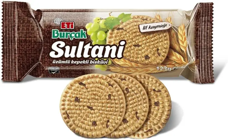 Eti Burçak Sultani Üzümlü Kepekli Bisküvi 123 Gr 18 Adet - Eti