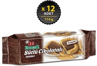 Eti Burçak Sütlü Çikolatalı Yulaflı Bisküvi 114 Gr 12 Adet - 1