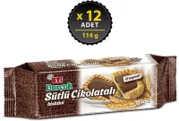 Eti Burçak Sütlü Çikolatalı Yulaflı Bisküvi 114 Gr 12 Adet (1)