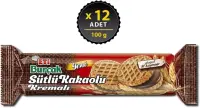 Eti Burçak Sütlü Kakaolu Kremalı Yulaflı Bisküvi 100 Gr 12 Adet