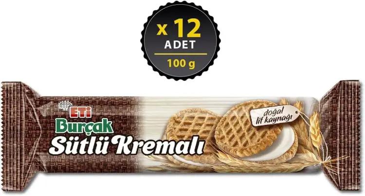 Eti Burçak Sütlü Kremalı Yulaflı Bisküvi 100 Gr 12 Adet - 4