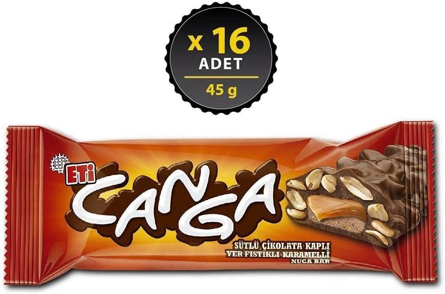 Eti Canga Karamelli Yer Fıstıklı Bar 45 Gr 16 Adet